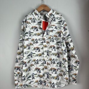 Janie and Jack x Disney Button Down Shirt with Mickey Mouse Camping AOP Sz 7